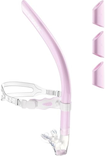 CAPAS Training Swim Snorkel for Lap Swimming, Swivel Headband Ultimate Fit Center-Mount Swimmers Snorkel with Liquid Silicone Mouthpiece Adjustable Strap, Designed for Adult Men Women