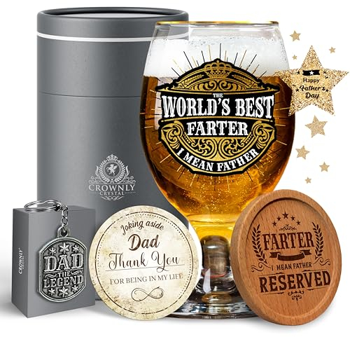 CROWNLY CRYSTAL® Funny Gifts for Dad Beer Glasses Personalised Gifts for Men Birthday Gifts Who Wants Nothing Gifts from Daughter Presents Daddy