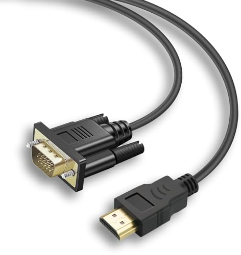 ZUOQIANG HDMI zu VGA Adapter Kabel, 1080P, Stecker zu Stecker, Kompatibel Mit Computer, Laptop, Desktop PC, Projektor, Monitor, HDTV (1.8M)