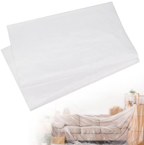 Hejo 2er Set Abdeckfolie Maler, 4×5m Starke Malerfolie, Malerplane, Malerabdeckfolie, Transparente Baufolie aus PE, Große Abdeckplane für Malerarbeiten, Renovierung, Gartenmöbel