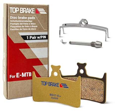 Top Brake Disc Electric Bike Brake Pads Compatible with Hope Tech E4/RX4-SH/RX4+/M4/Stealth Race Evo E4 | E-Bikes, E-MTB, Bike Parking | E-Bike Compound, Long Lasting, Gold (PIN Included)