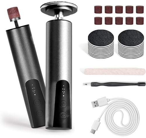 Jianyana Lima eléctrica 2 en 1 para pies, lima eléctrica profesional de pies para piel dura y muerta seca, removedor de callos para cuidado de pies, exfoliante de cuidado de pies, 6 velocidades