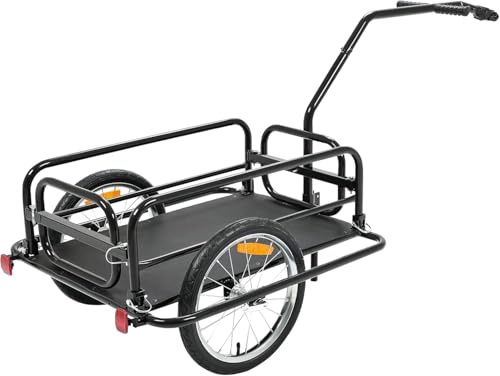 KUAFU Foldable Bicycle Bike Cart W/Hitch, Heavy Duty Steel Frame Bicycle Cargo Trailer, 110Lbs Wagon Luggage Trailer, Fits Most Bicycles, Black
