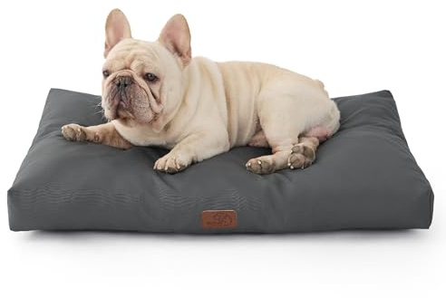 Bedsure Materasso Impermeabile per Cani di Taglia Media - 74x46x8 cm Cuscino per Cani Lavabile, Cuccia Cane di Taglia Media Con Fondo Antiscivolo, per Uso Esterno, Confortevole e Durevole, Grigio