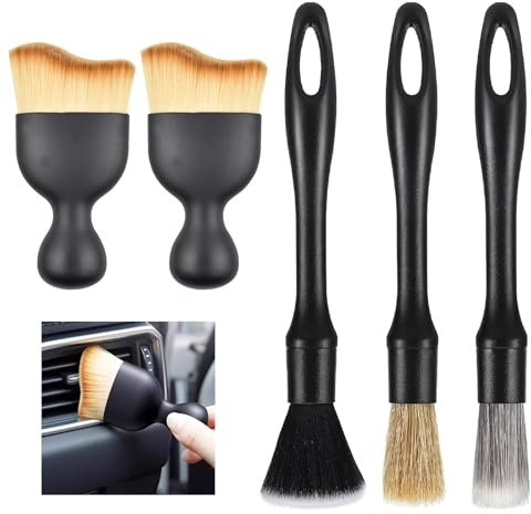 5 PCS Car Cleaning Kit, Car Cleaning Brush & Detailing Brushes, Microfiber Car Gadgets, Interior & Exterior Dust Ash Removal Auto Accessories for Automotive Care
