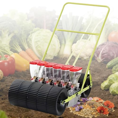Oiyekntd Garden Seeder Planter, Seed Drill, Seed Planter Machine, Lawn & Garden Spreaders, Hand Seed Spreader, for Vegetable Planter, Corn Bean Planter, Garden Seed Spreader 6Row