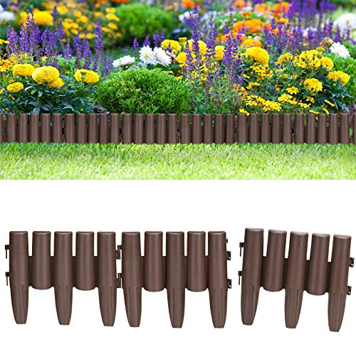 Deuba 2X 8 PZ Recinto Aiuole 4,48m Cornice Decorativa Giardino Recinzione Bordatura Palizzata Effetto Legno