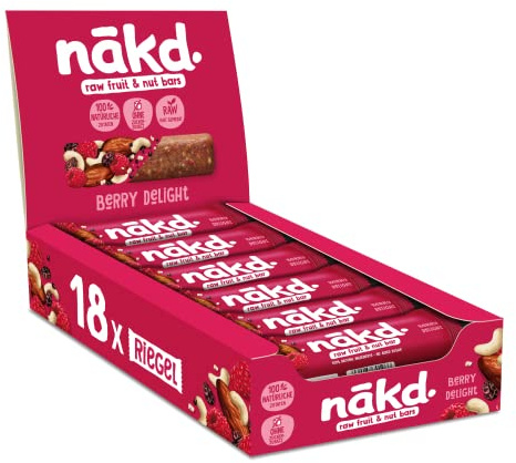 Nākd. Berry Delight | Kaltgepresste Riegel aus Früchten & Nüssen | 100% Natürliche Zutaten | Ohne Zusatz von Zucker | Vegan | Glutenfrei & Ohne Milch | 18 x 35g | 630g