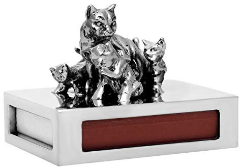 Brillibrum Design - Caja de Madera de estaño con Figura Decorativa (Caja de Metal con cerillas), 4 Katzen, Ohne Gravur