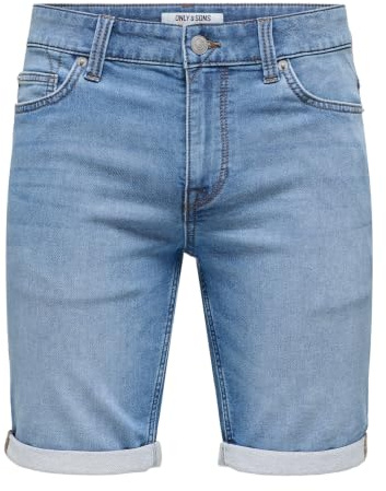 Only And Sons Ply Life Blue Shorts Uomo Shorts Blu L 75% Cotone, 24% Poliestere, 1% elasthane Slim Fit