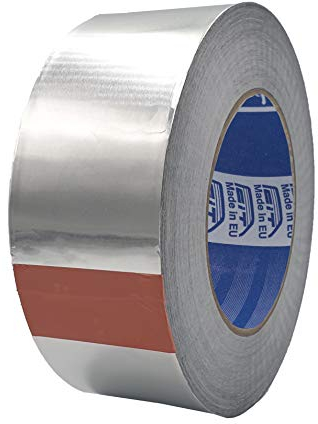 ACIT Nastro alluminio adesivo professionale, nastro per riparazioni resistente al calore, all'acqua, al freddo e alle alte temperature, nastro metallico adesivo (50 micron con Liner, 50 mm x 50 mt)