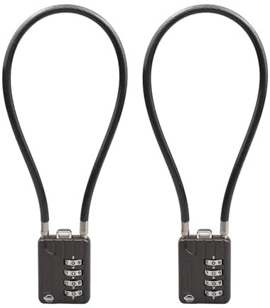 SISAV Cadenas à combinaison à 4 chiffres avec câble robuste de 30cm/12pouces pour casier de gymnase scolaire,casque,classeurs,boîte à outils,valise,sac à dos,noir gun 2 Pièces