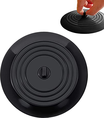 JeoPoom Bouchon de Vidange, Silicone Baignoire Bouchon, Bouchon Evier de Cuisine, pour Les Cuisines, Salles de Bains et Blanchisseries, pour Éviter Les Fuites(Noir)