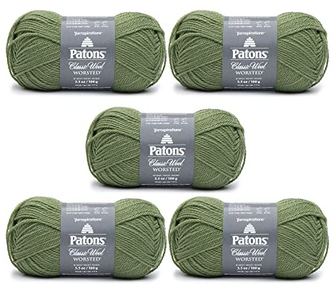 Patons Classic Wool Meadow Yarn - 5 Pack of 3.5oz/100g - Wool - 4 Medium - 210 Yards - Knitting/Crochet