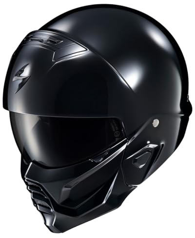 ScorpionEXO Covert 2 Open Face 3/4 Full Mode Motorcycle Helmet Bluetooth Ready Speaker Pockets Interchangeable Mouth Cover DOT Approved Solid (Gloss Black - Medium)