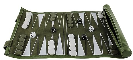Chessgammon Travel Roll Up Backgammon-set 33 cm (grön) för 2 spelare från 0 år