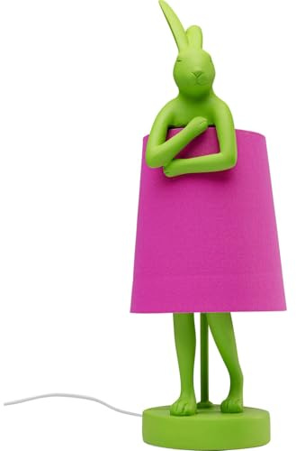 Kare Design Tischleuchte Animal Rabbit, Grün/Pink, Hasenleuchte, Tischlampe, Schlafzimmerlampe, Tiermotiv, kein Leuchtmittel enthalten, 50x17x20 cm (H/B/T)