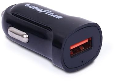 Goodyear Caricatore 1 USB Q.C. 3.0, PD18W, Ricarica Veloce, 1 Porta USB per Presa Accendisigari Auto, 5V/3A 9V/2A 12V/1.5A