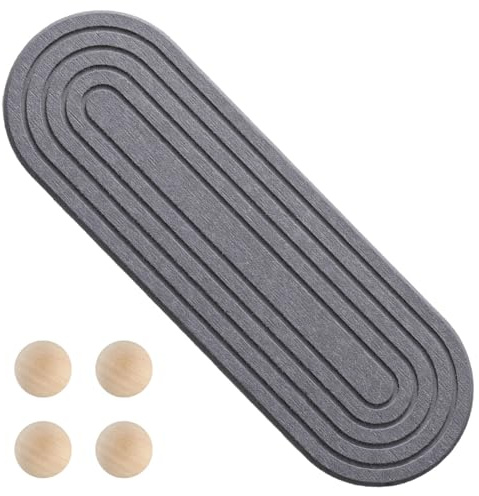 Bandeja de baño MIOYOOW, Bandeja de Tierra de diatomeas Absorbente de Agua para Fregadero, tapete de Piedra Absorbente, Soporte para Esponja Absorbente de Agua con 4 Almohadillas de Madera para baño