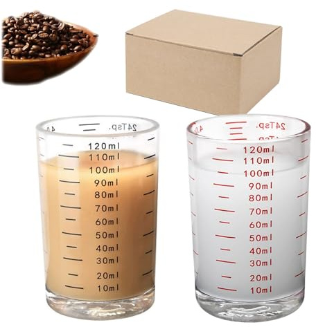 Tkxjry 2 Pièces Verre doseur avec graduation précise, 4OZ/120ML Verre Gradué avec Balance, 120ML Petit Verre Doseur, Mini Verre Mesureur avec Balance, pour Cuisine Bar Vodka Cocktail Tequila
