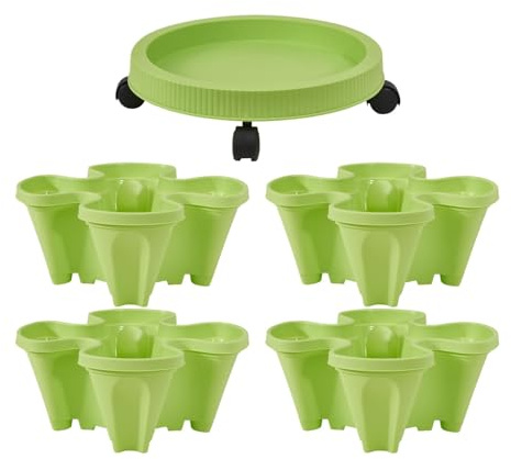 Fioriera a torre per fragole, 4 vasi verticali da giardino con ruote rimovibili, ideale per balconi, terrazze, casa, perfetto per piante grasse, erbe e verdure