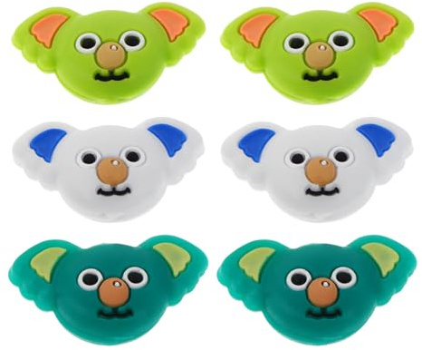 TOBBOMEY Lot de 6 Amortisseurs de Vibrations pour Raquette de Tennis en Silicone Koala Australien, Couleurs Vert Foncé, Vert Herbe et Gris Clair, Accessoires de Tennis pour Garçon