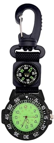 Montre boussole étanche et lumineuse | Montre mousqueton avec clip plongée running randonnée survie en plein air camping chasse escalade pour hommes