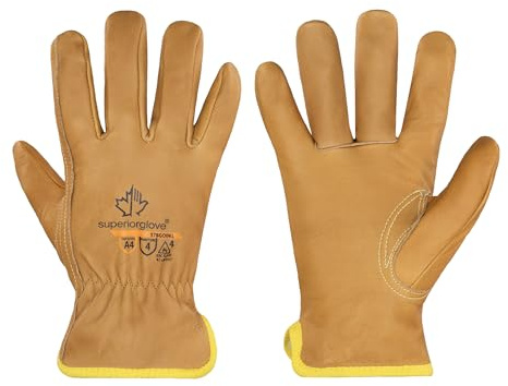 Superior Glove Endura Cut and Water Resistant Leather Work Gloves for Men & Women – 378GOBKL Large (Pack of 1 Pair)