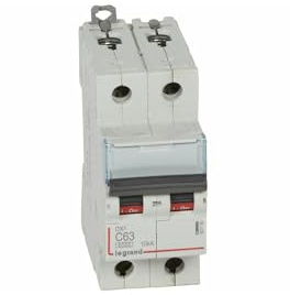 407790 Disjoncteur Bipolaire 63a - 2p Courbe C - 6/10ka - à Vis - Legrand Dx3