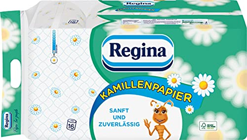 Regina Carta igienica a 3 strati, confezione da 16 rotoli, morbida e delicata con profumo di camomilla e carta certificata FSC