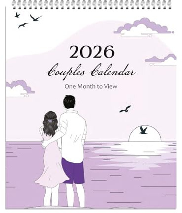 2026 Couples Calendar for 2 People - One Month to View Vintage Art by Arpan