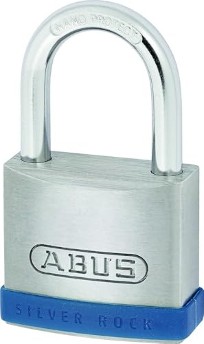 ABUS Lucchetto Silver Rock 5/50 in zinco massiccio, con telaio di protezione in silicone, serratura cantina e altro, livello di sicurezza ABUS 7, blu/argento