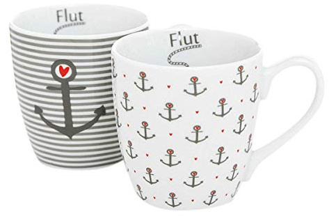 B&B 2 Stk Kaffetassn weiss grau