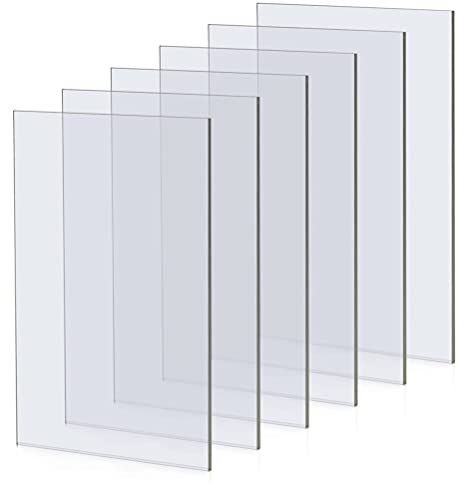 5X7 inch Rectangular Acrylic Sheet 6 Packs, Transparent Acrylic Sheets,Perspex Clear Acrylic Plastic Sheet, Transparent Material Mylar Template Sheets for Picture Frame Glass