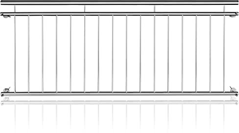 Aufun Balcon français, en acier inoxydable Français, 225 x 90 cm, garde-corps de terrasse avec 16 barresrotection de fenêtres facile d'entretien