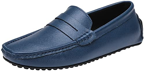 ANUFER Hommes Classique Mocassins Penny Plat Glisser sur Tendre Cuir Fendu Mocassins Chaussures de Conduite