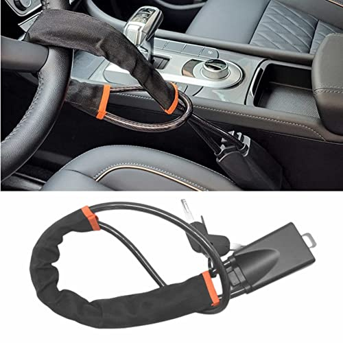 Eidoct Steering Wheel & Seat Belt Lock - Universal Anti-Theft Car Lock with 2 Keys for Most Vehicles, Trucks, SUVs & Vans (Black)