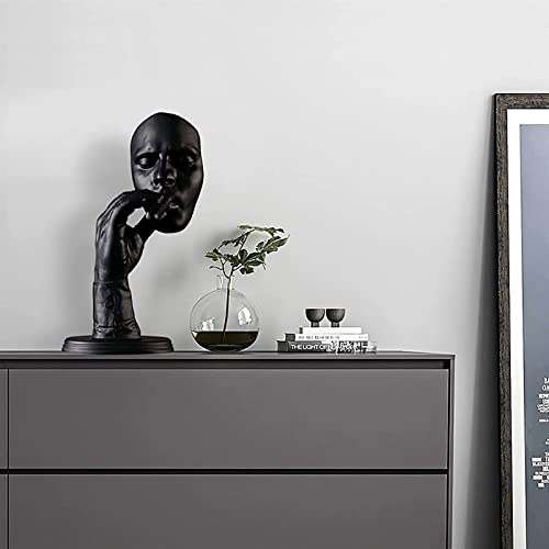 LIPPSY Smoking Thinker Statue,Smoking Cigar Man Statue,Abstract Art Resin Figurine,Modern Creative Home Sculptures Objects Piano Desktop Decor (Color : Black)