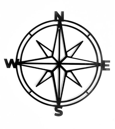 Pet-Jos Kompass Wanddekoration, 40 cm Geometrisches Holz, Moderne einzigartige Wanddekoration, Wohndekoration, schwarze Kompass-Wanddekoration
