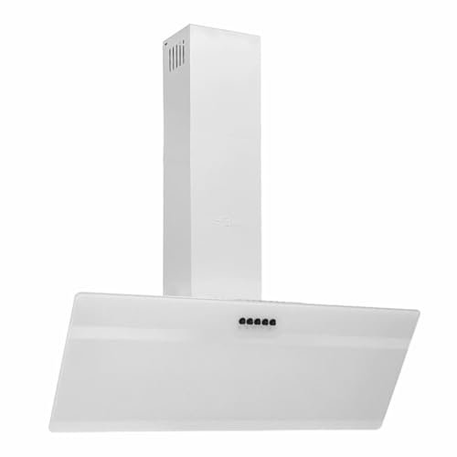 Homgoday Campana extractora de pared, 90 cm, de Aiaio y cristal templado blanco, muebles para casa, interior, exterior, salón, dormitorio p