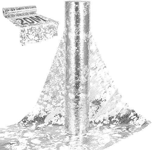 BuYupop Vlies Tischläufer Silberner (20M x 30CM) Tischläufer Geburtstag Papier,Tischband Tischdeko Geburtstag,Dekorationen für Geburtstage, Hochzeiten und besondere Anlässe