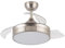 WatioWave Ventilador de techo LED, acabado níquel, color CCT, ideal para ventilación y ambientación luminosa en espacios interiores.