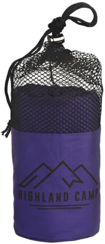 HIGHLAND CAMP Sacco a pelo in cotone (solo 570 g), mini sacco a pelo ultraleggero, ideale per ostelli, capanne di montagna e ostelli, marca: Highland Camp (blu)