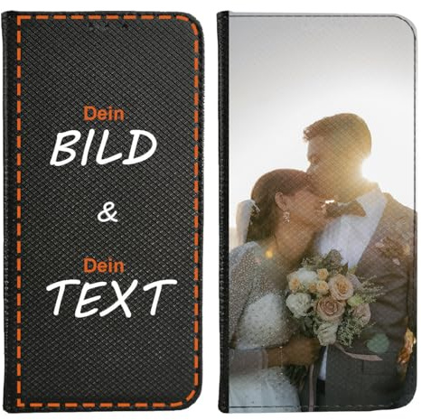 CoverHeld Handyhülle kompatibel mit Samsung Galaxy A35 5G Hülle - Handyhülle aus Kunstleder in schwarz selbst gestalten - personalisiert auf der Vorderseite