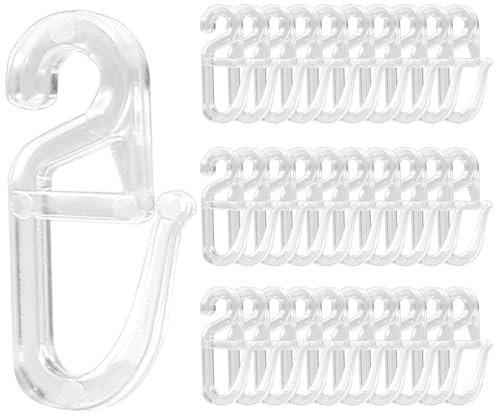70 Pieces Transparent Plastic Curtain Hooks, 6mm Universal PC Rolling Drapery Sturdy Clip Hooks, Curtain Rail Track Glider Sliding Hooks, Household Sliding Curtain Hooks for Bashroom Kitchen Office