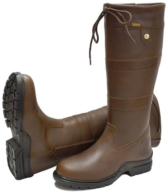 Rhinegold Beaumont Women's Country Boots (Size 6.5 Wide Fit) 100% Leather Waterproof Winter Boots with Thermal Lining. Waterproof Boots with Gusset & Drawstring Fastening. Waterproof Yard Boots Women