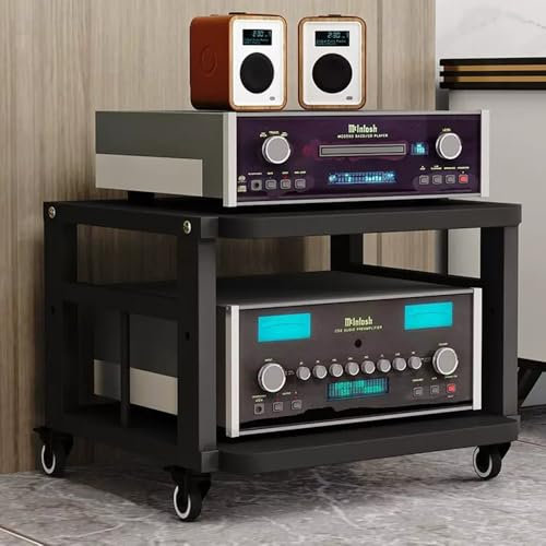 ZIUSFAC Armoire De Rangement Multimédia Mobile Rack Audio Au Sol Support Multimédia AV Etagère En Bois Réglables À 3/4/5 Niveaux Media Stand Pour Téléviseur Composants Audio Vidéo Équipement Stéréo(Bl