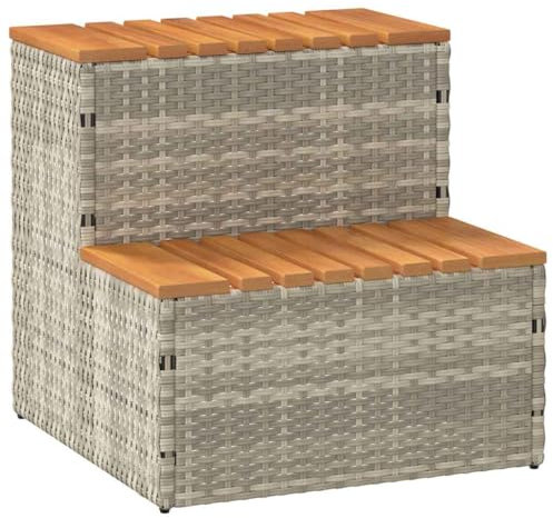 vidaXL Escalón bañera hidromasaje Gris Claro 50x50x50,5 cm, peldaño para bañera de hidromasaje, Escalera para Piscina, Taburete de 2 peldaños