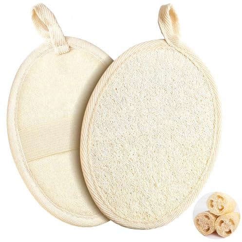 YHTCC 2Pcs Natural Loofah Sponges, Body Scrub Exfoliating Body Scrubber | Loofah Sponges for Deep Cleaning and Removing Dirt, Suitable for Both Men and Women
