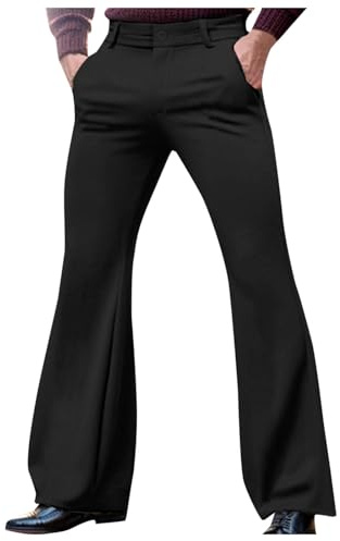 Generico Pantaloni a Zampa Uomo Elasticizzati Pantalone Svasati Elegante per Carnevale Discoteca Chino Casual da Lavoro Formali